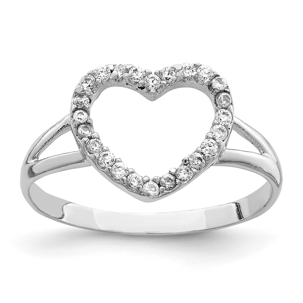 925 Sterling Silver Rhodium-plated Polished CZ Heart Ring